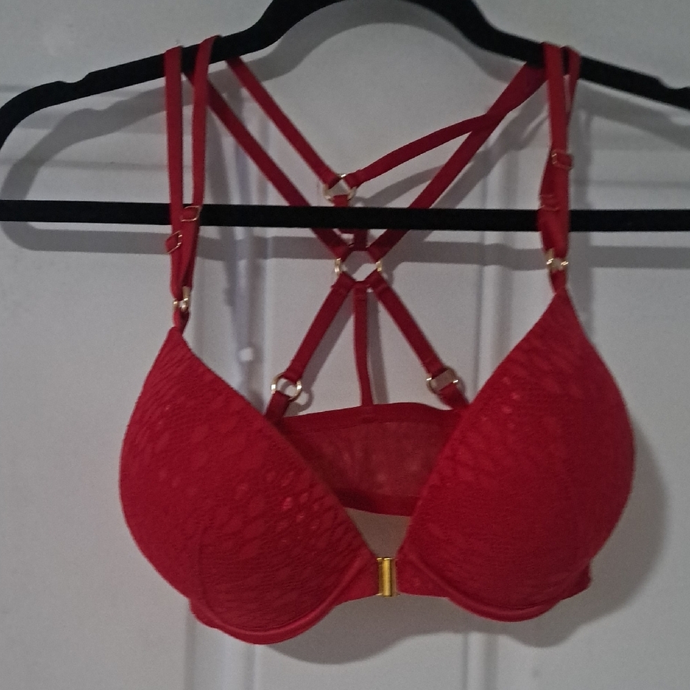 VS Elegant Lace Push-Up Bra - Red 32DD